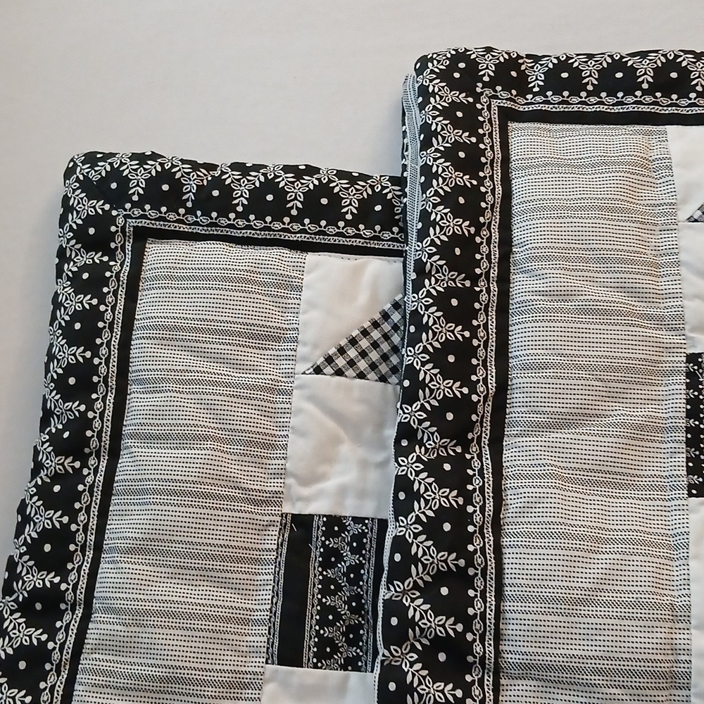 King Black and White Patchwork Shams - Picture 3 of 7
